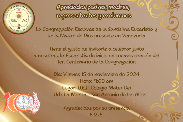 Eucaristía 1er. Centenario de la Congregación
